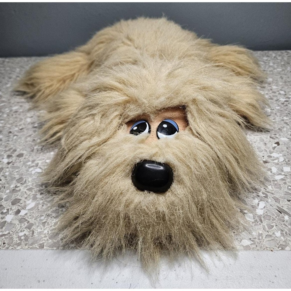 Vintage Tonka Pound Puppies Furries Dog Plush Tan Beige Shaggy Long Hair Fur 80